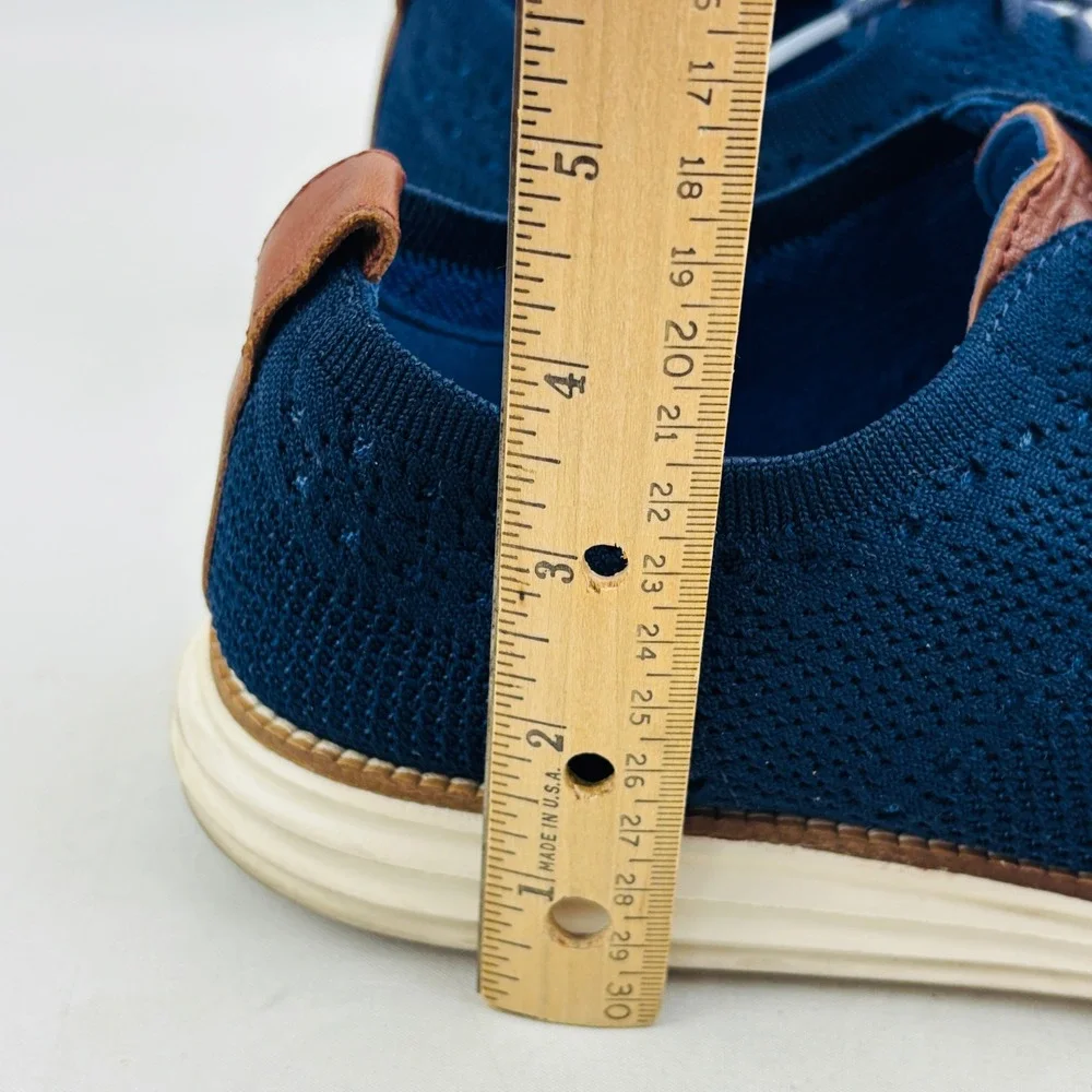 Cole Haan‎ Original Grand OS Wingtip Oxford Mens 10 Navy Blue Knit Upper Lace Up